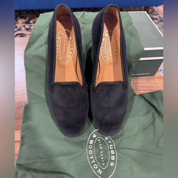 Stubbs & Wootton NIB Classic Black Velvet Slippers/Loafers size 9.5 - Picture 3 of 8